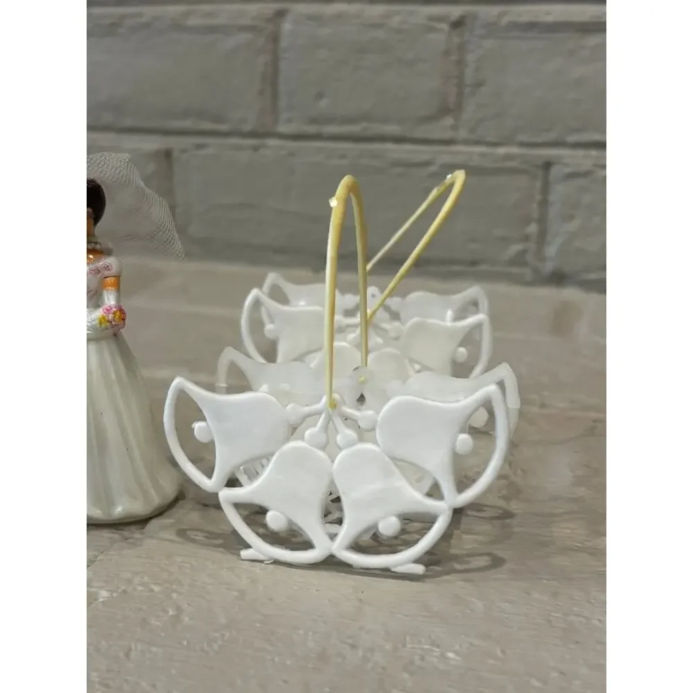 Vintage Wedding Cake Topper Bride Groom Bells Candle Holders 1960s